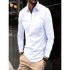 Polo de Otoño con Cremallera para Hombre de Color Sólido de Manga Larga Polos Casuales Deportivos Camisetas para Hombre