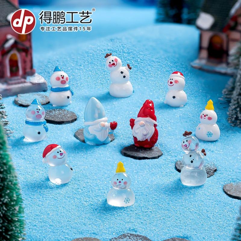 Micro Landscape Christmas Dwarf Luminous Snowman Resin Small Ornament Handicrafts DIY Snow Ornament Accessories