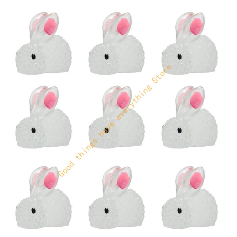 500 Pieces Glow Miniature Bunnies Figurines Resin Rabbits for Indoor and Outdoor Micros Landscape Decoration 55KF