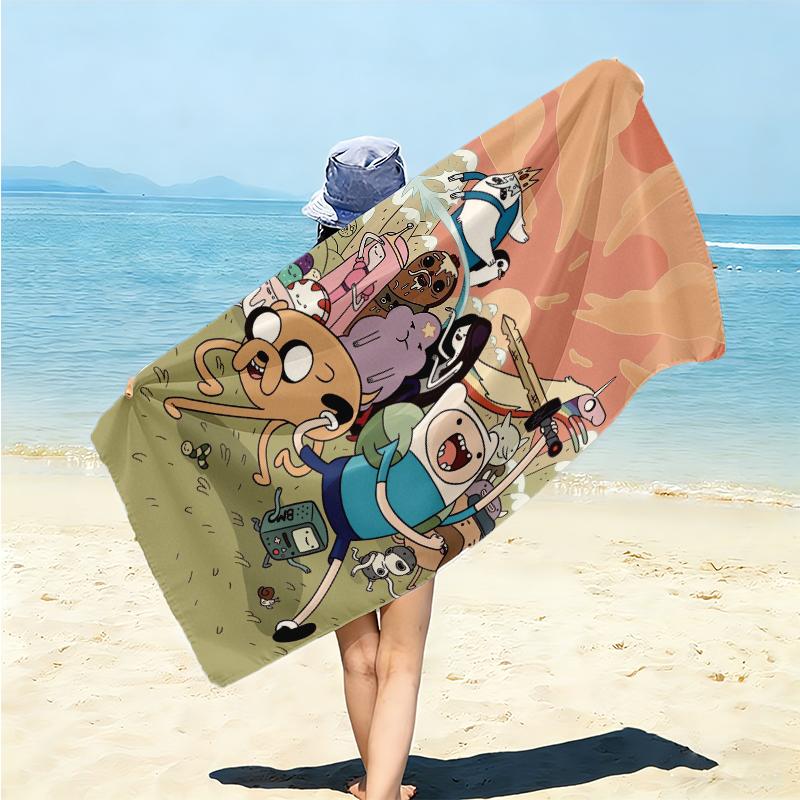1Pc Adventure Time Characters Beach Towel Microfiber Beach Towel Thin Absorbent For Beach Swimming Yoga Bath Sports 0917150