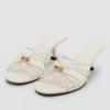 Metal Decoration Heeled Sandals Women Summer Sexy Narrow Band Open Toe Mules Slippers Fashion Party Dress Shoes