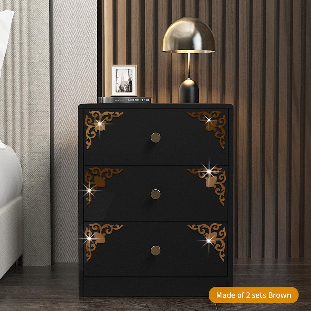 4pcs Corner Mirror Sticker Acrylic 3D Wall Stickers Self-adhesive Cabinet Edge Building Border Living Room Bedroom Home Decor