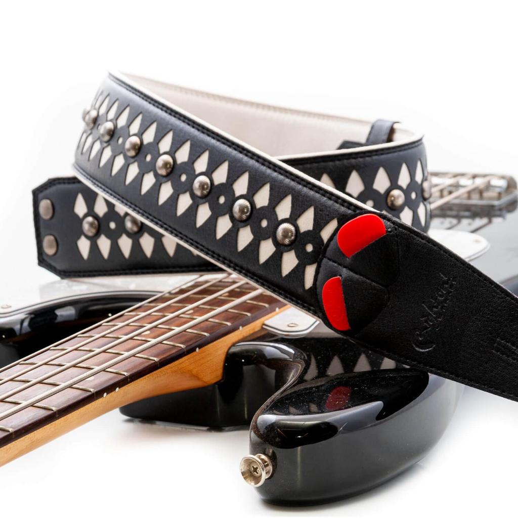 Straps 6cm ARMOUR WHITE RightOn! Guitar/Bass Strap, Wide, 100-150cm,