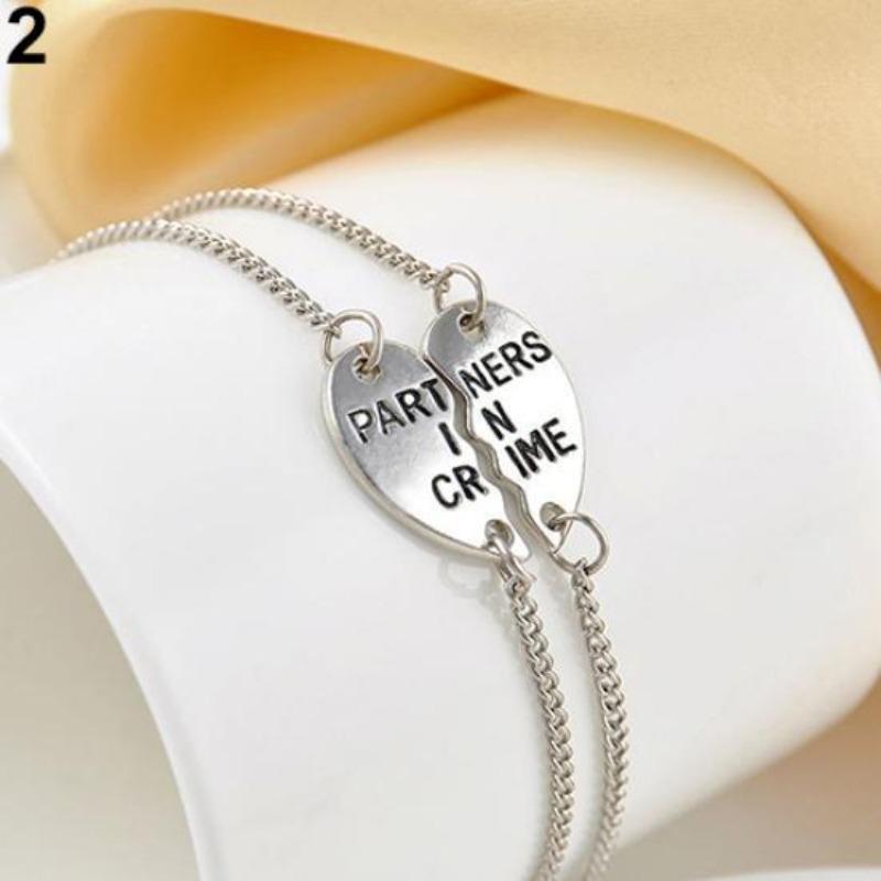 

2Pcs Women s Break Heart Chain Partners Best Friend Sisters Bracelets Gift срібний
