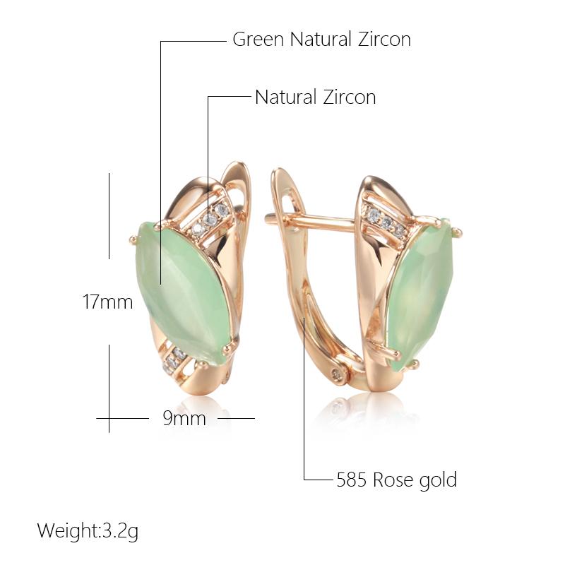New Emerald Rhombus Cut Zircon With  Rose Gold Drop Earrings For Women Unusual Luxury Daily Jewelry  Best Design