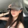 Spring/Summer Letter Graffiti Washed Vintage Duckbill Cap for Men and Women, Deep Hard Brim, Large Head Circumference, Face Slimming Baseball Cap,