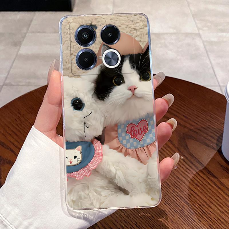 Jelly Casing For Infinix Note 40 5G X6851 X6852 Fundas Capa Clear Silicone Soft TPU Back Cover Cute Cat Rabbit Heart Phone Case