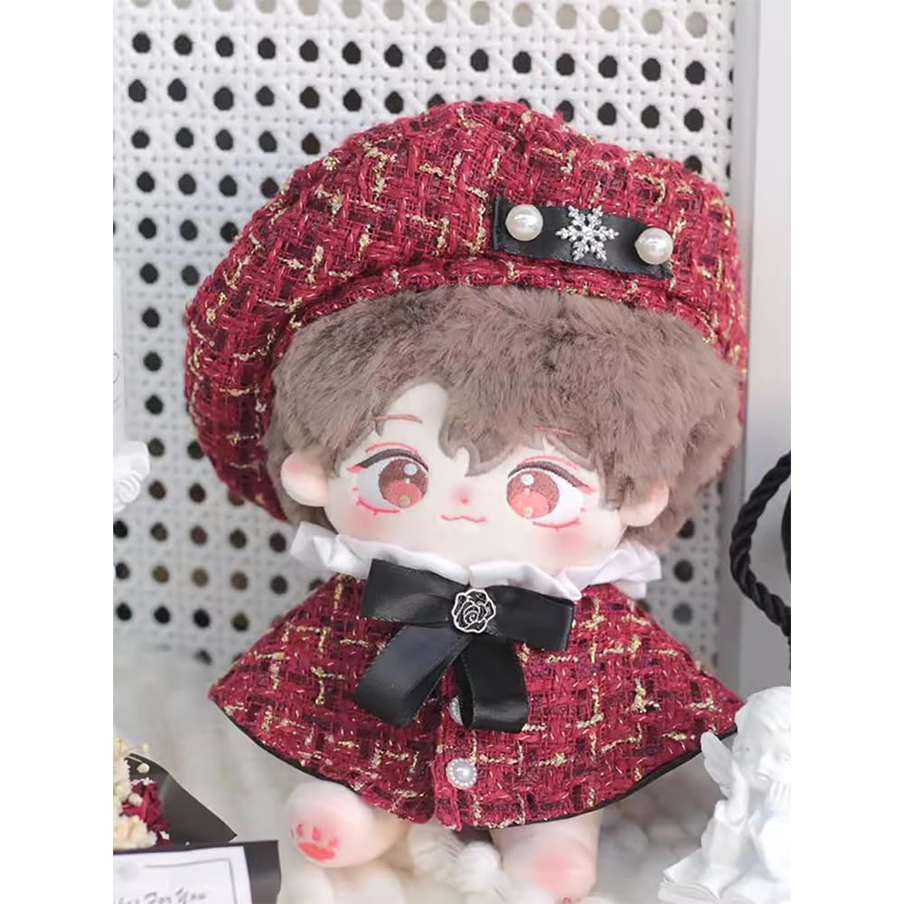 niannyyhouse 20cm Plush Doll Clothes Set with Poncho, Hat, and Shawl (Red)