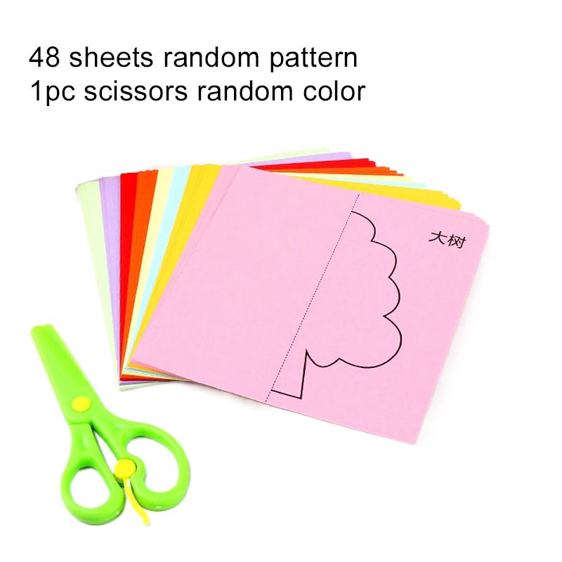 48/96 Blatt Papierschnitte Farbiges Papier Cartoon Büro Kulturartikel Kunst Klassenzimmer Papier Kirigami Schülerbelohnungen TMZ