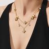 Set di Gioielli di Moda Europeo-Americano: Collana, Bracciale, Orecchini in Acciaio Inossidabile Placcato Oro 18K con Fiori di Zirconia.