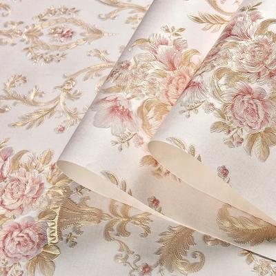 Self-adhesive European Wallpaper 3D Three-dimensional Finely Pressed Non-woven Fabric Thickened Living Room Background Wall