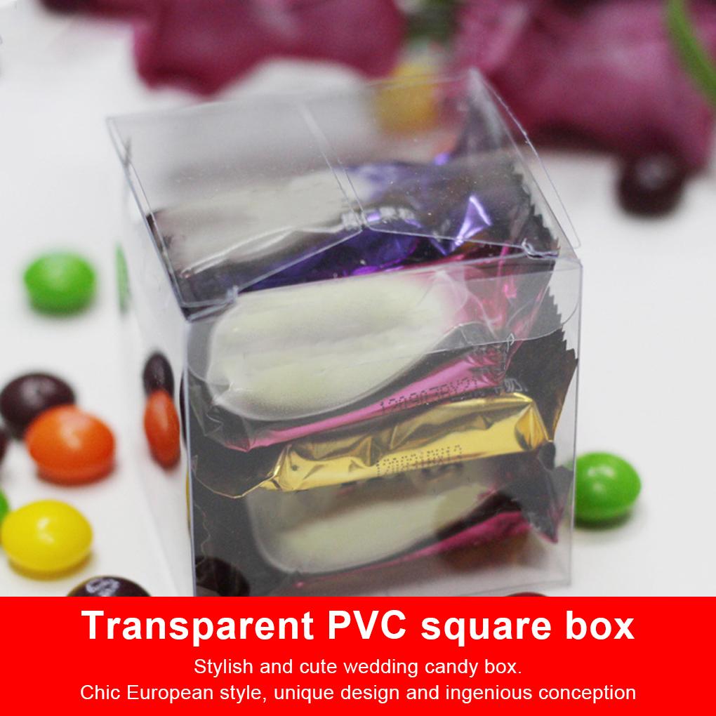 100pcs Packing Box DIY Self-Assembly White Blank Boxes Plastic PVC Transparent Candy Chest Christmas Party Thanksgiving