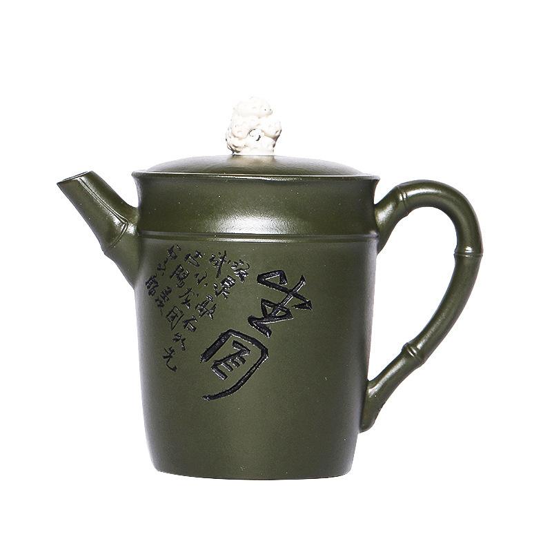 

140 мл изысканные чайники из фиолетовой глины Исин, ручной работы, бамбуковый чайник из камня озера Тайху, чайник из сырой руды, зеленый ил, чайный сервиз Zisha