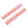 24Pcs Pink Loose Powder French Edge Bow Decoration False Nails