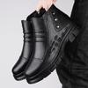 Men's High-top Sock Martin Boots: Outdoor Workwear Shoes, Autumn/Winter Cowhide Leather with Velvet Lining, Casual Cotton Design.