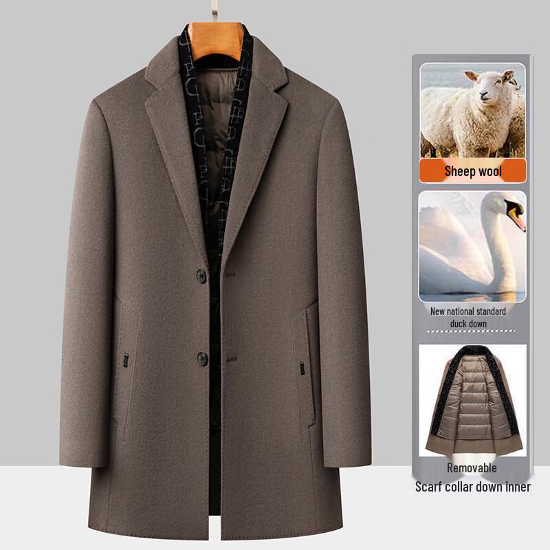 

Мужское пальто средней длины из смесовой шерсти со съемной подкладкой из пуха M