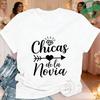 Tribu De La Novia Spanish Single Farewell Bachelorette Party T-shirts Short Sleeve O Neck Tops with Diamond Heart Arrow Graphic