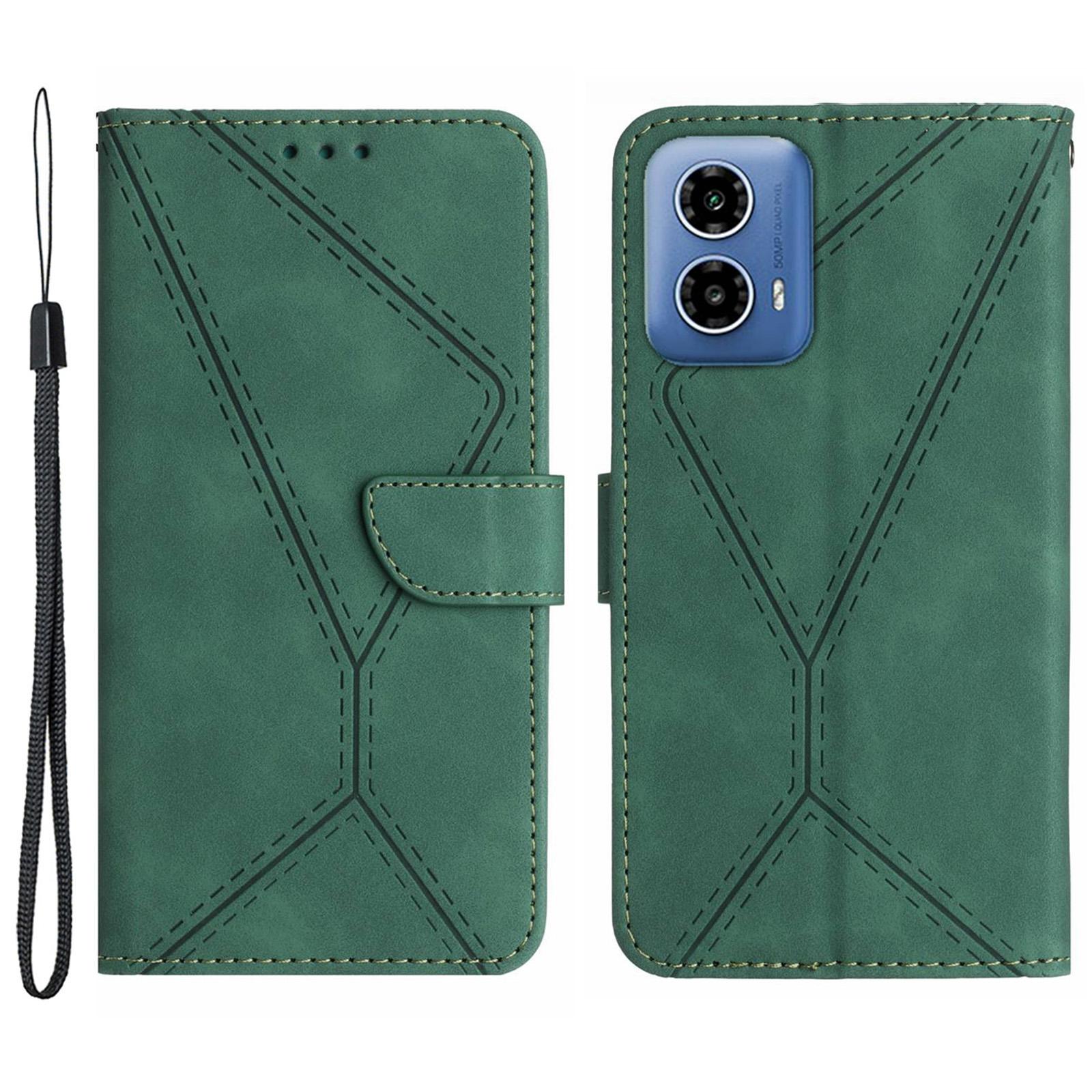 

HT05 Для Motorola Moto G85 5G/S50 Neo 5G Чехол Функция подставки Кожаный чехол для телефона Соединительные линии Green