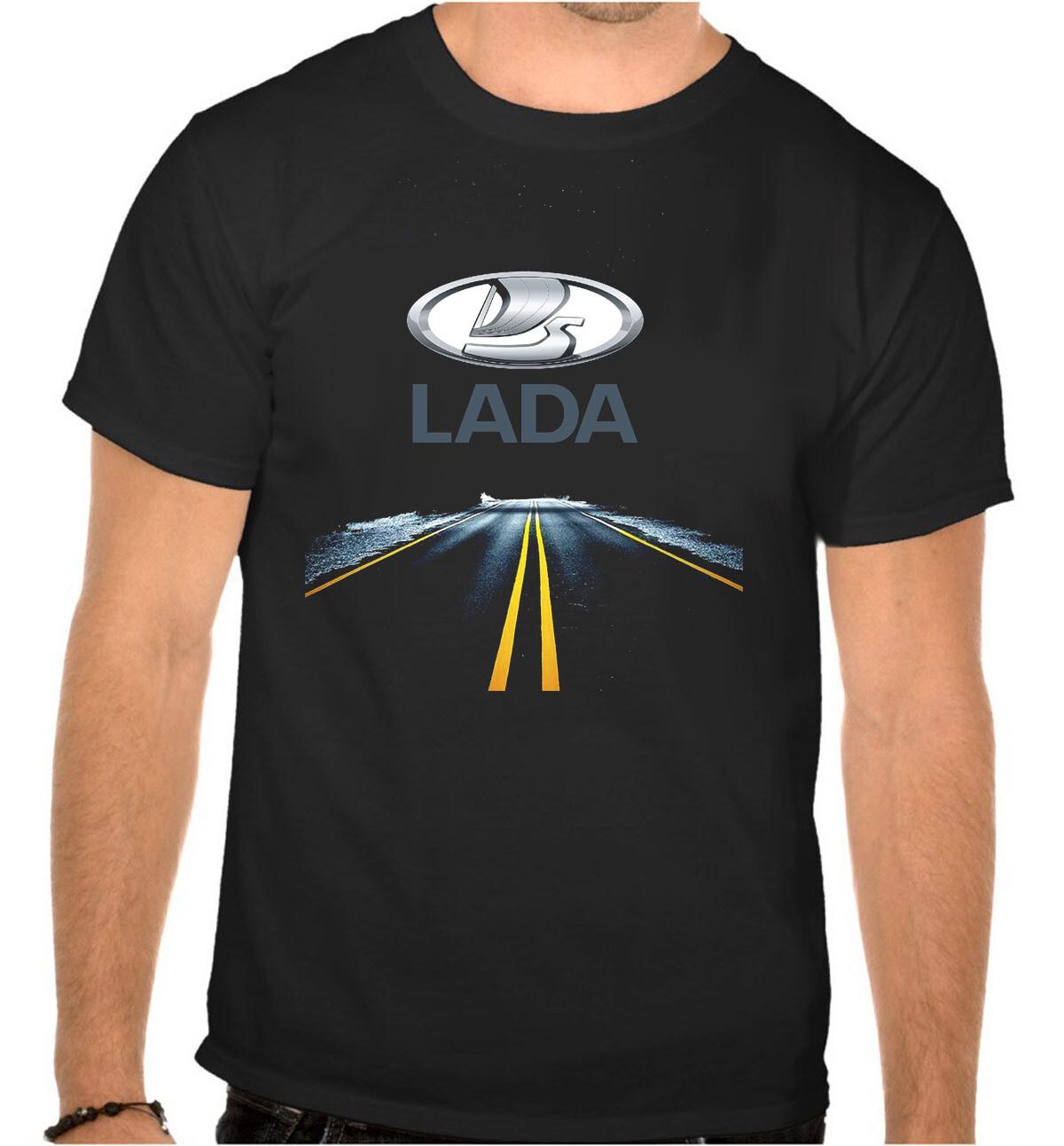 26 Lada Russia Highway Car Logo Black T-Shirt -1140- Unisex T-Shirt XXL