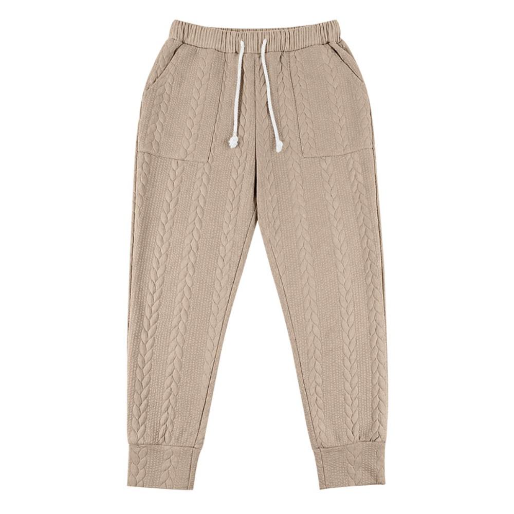 Men's Cable Knit Jogger Pants Elastic Waist Drawstring Casual Trousers with Pockets Lightweight Sweatpants for Daily Workout