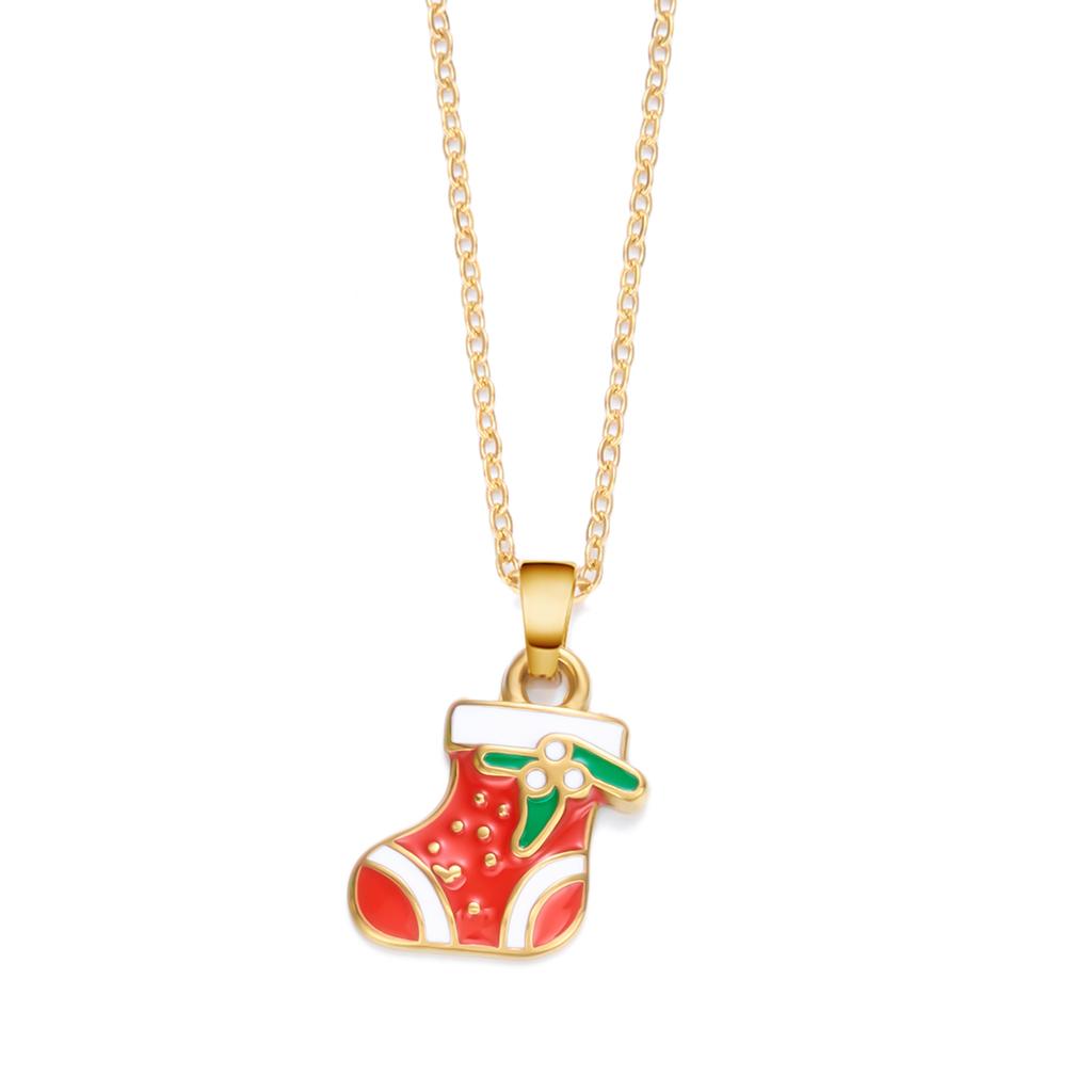 Stainless Steel Christmas Tree Pendant Necklaces for Women Colorful Snowflake Santa Candy Cane Necklaces Waterproof Jewelry