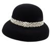 Hepburn Elegant French Retro Black Bell-Shaped Basin Hat Women'S Autumn And Winter Xiaoxiang British Woolen Top Hat Felt Fisherman