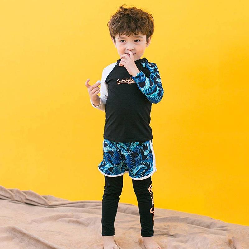 Kids' Three-Piece Sun-Protective Swimsuit: Long Sleeve, Long Pants, Quick-Dry, Warm Swimwear for Boys and Girls