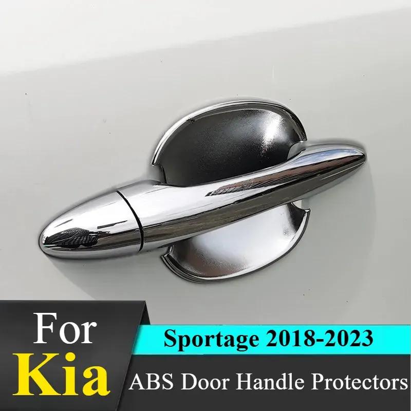 For Kia Sportage 2018-: 4PCS ABS Door Handle Protectors - Dual Smart Keyhole, Peel & Stick wear-resistant