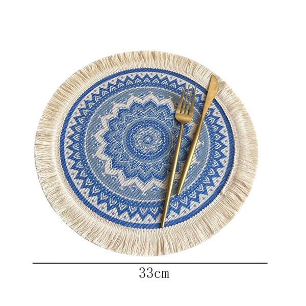 Runde Tischsets, rundes Tischset mit Boho-Quasten für Esstisch, wärmeisolierendes Tischset für die Küche, 33 cm