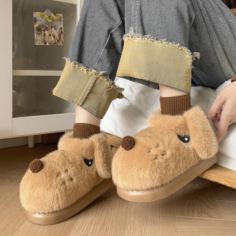Mode 2025 Neuankömmling Niedlicher Cartoon Hund Warme Hausschuhe Für Damen Herren Winter Plateau Schuhe Weich Plüsch Paare Indoor Flauschige Schneestiefel