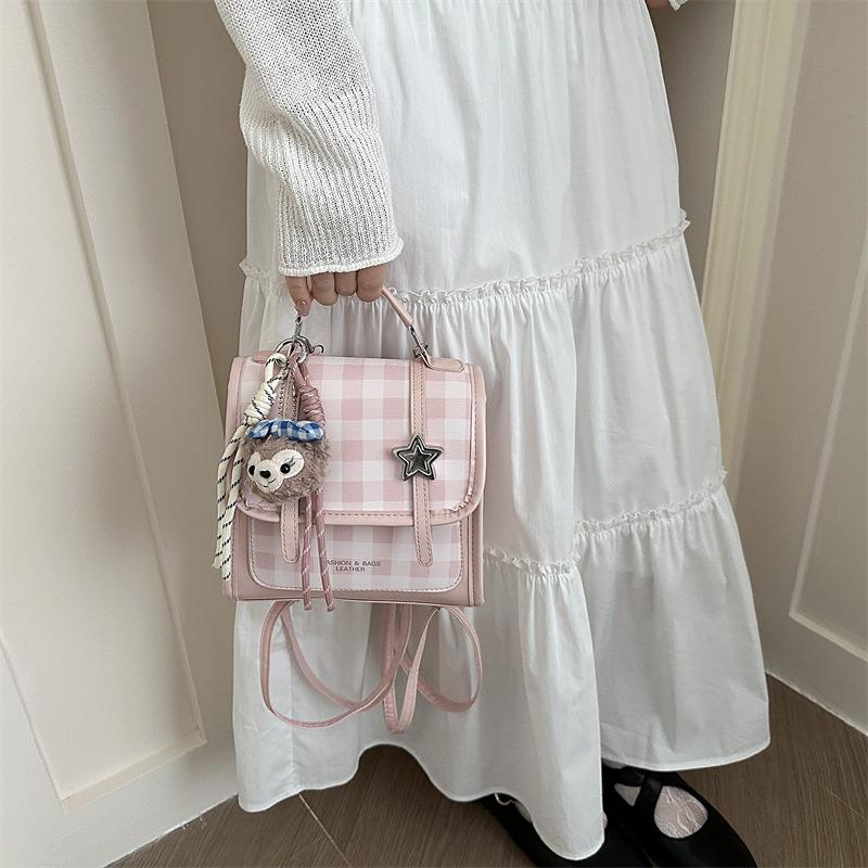 New Small Fresh College Style Backpack Bag Women's Fashion Plaid Multifunctional Small Messenger Bag