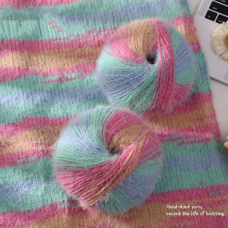 

100г/моток Градиентные принадлежности для вязания Вязаный свитер Мягкая теплая шерстяная смесь Сделай сам Шерстяная нить Мохеровая пряжа Шарф Шапка