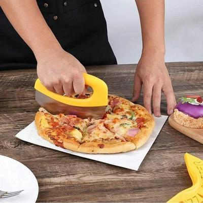 Cortador de pizza de aço inoxidável com tampa, cortador de alimentos, faca de queijo e ervas, anel de corte para ferramentas de cozimento precisas