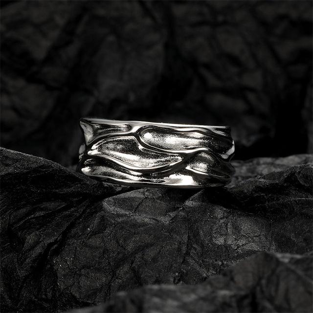 

Необычное кольцо из оловянной бумаги с вулканом и лавой, женские аксессуары для пальцев, открывающееся кольцо из стерлингового серебра 925 пробы, женские украшения, простой крутой подарок чёрный