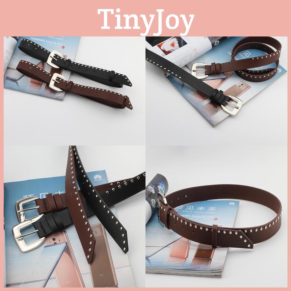 Belt Black Rivet Pin Buckle Adjustable Single Loop Design For Men Women And
