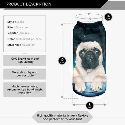 Cute Pug Pattern Unisex Funny Casual Crew Socks Athletic Socks For Boys Girls Kids Teenagers