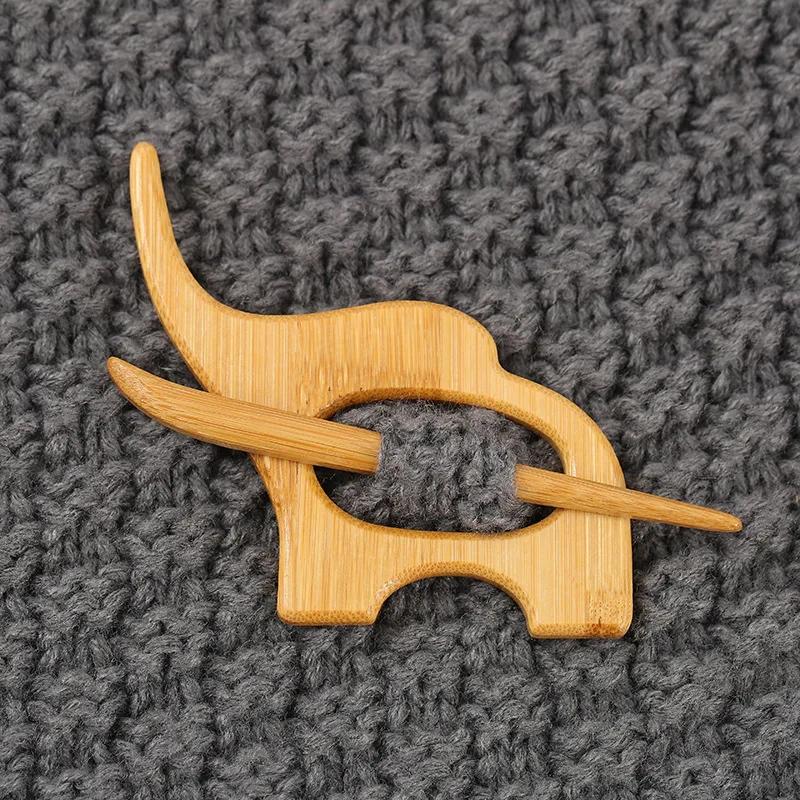 Brooch Pin With Wooden Animal Pattern Diy Craft Badge Cartoon Pin Funny Cute Shawl Pin Scarf Buckle Clasp Pins Jewelry Gift