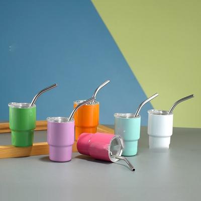 Mini Tumbler Stainless Steel Travel Mug Portable Car Cup With Lid And Straw Small Water Bottle Coffee Cup Drinkware X3UC