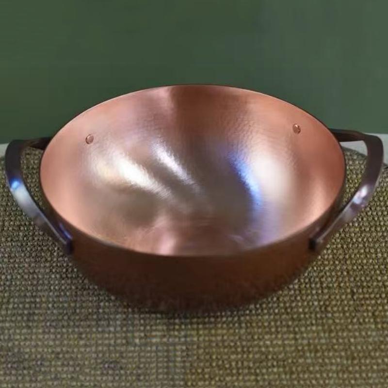 Vintage Copper Pot,Hammer Texture Hot Pot Cooking Utensil for Boiling,Simmering and Pasta Stewing,With lid 26 cm Handheld Pots