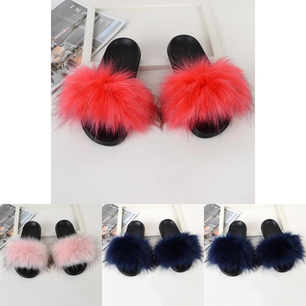 Handmade Soft Fluffy Sandals With Patchwork Design For Everyday Comfort