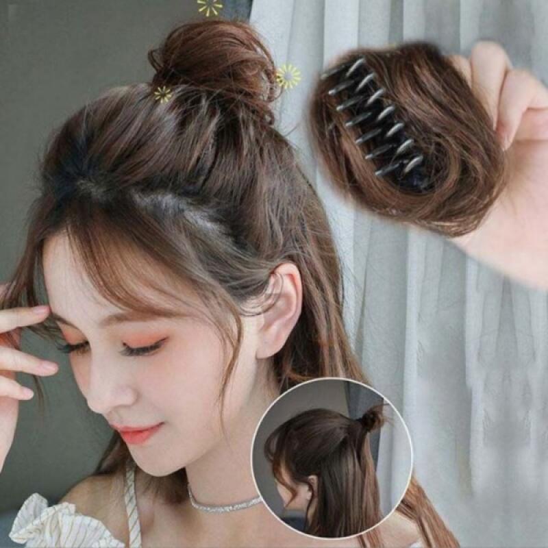 

Объемный клип-парик женская прическа пучок-хвост частичный парик 03. Curly hair - light brown