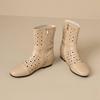 Krazing Pot Cow Split Leather Round Toe Size 43 Increaseing Summer Boots Fashion Hollow Decorations Buckle Summer Boots