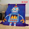 Cute Colorful Cartoon Robot Bar Chart Antenna Gradient Purple Print Soft Flannel Throw Blanket Lightweight Warm Sofa Couch Bed Home Decor Cover