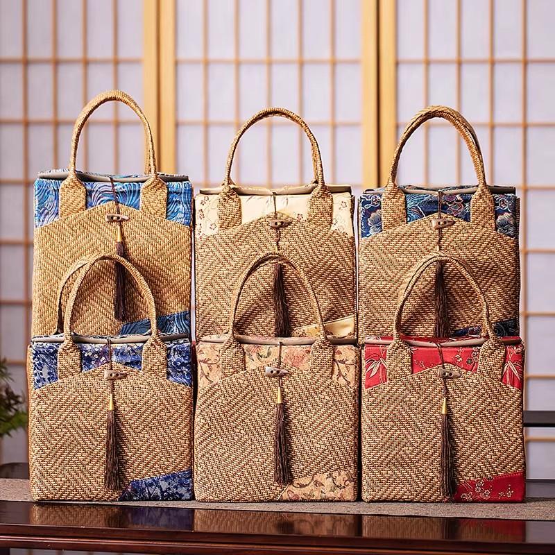 Vintage Tea Storage Box - Gift Packaging for Pu'er/White Tea Cake, Moisture-proof Cloth Bag, Chinese Style Travel Tea Tin