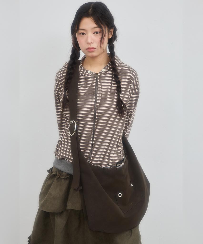 Leterie Ring Buckle Shoulder Big Bag_Dark Brown