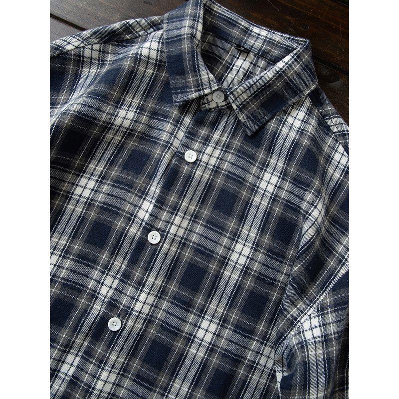 Japan fashion Order! Soft Glutinous Color Grid Sanding! Four Seasons Men Lapel Loose Casual Long sleeve Shirts Top Outerwear