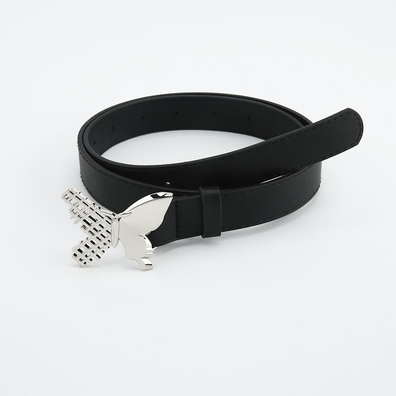 Stylish Women s Denim Belt Alloy Buckle Simple Casual Fashion Belt Smooth Buckle чёрный