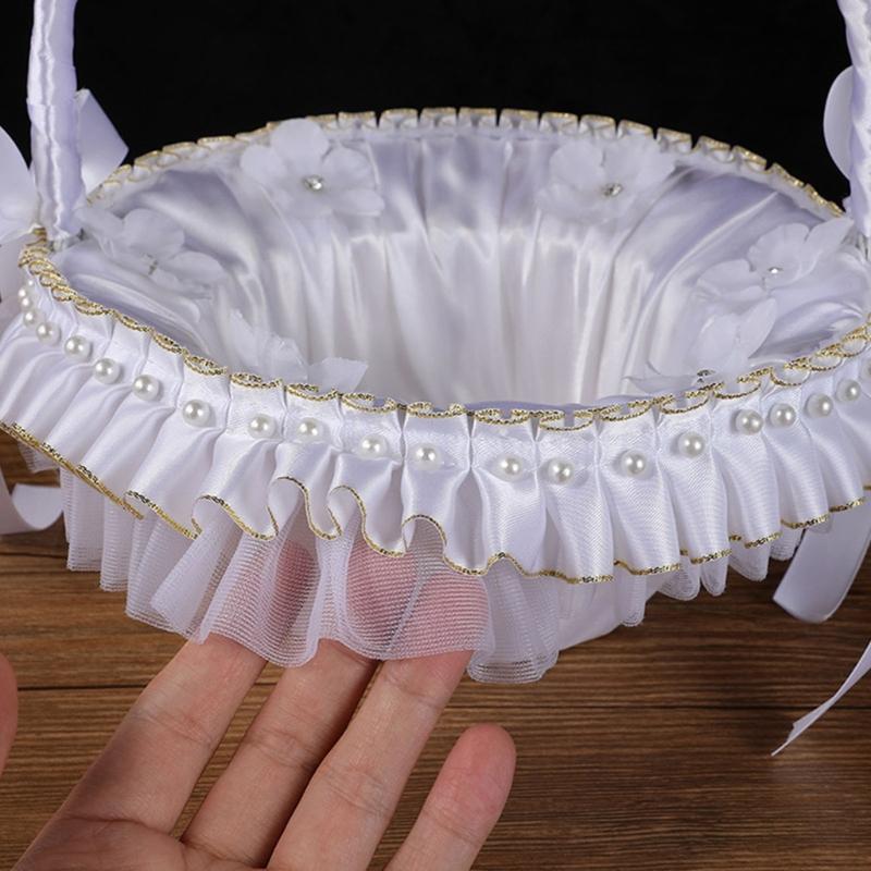 Princess Style Decorative Storage Basket With Metallic Accent Perfect For Bridal Showers Anniversaries And Photo Props
