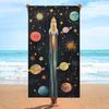 1pc Outer Space Rocket Beach Towel with Colorful Planetary Design Soft Microfiber Fabric Bath Towels Unisex Oversized Towel for