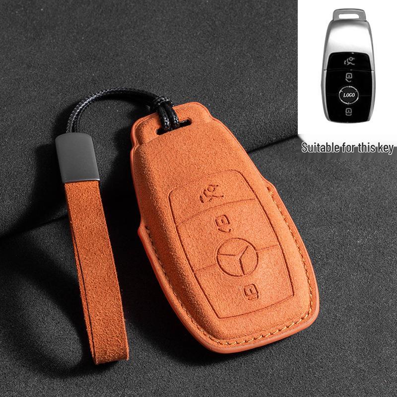 Mercedes Key Case with Alcantara, Compatible with E-Class, S-Class, C-Class, B-Class, GLC, GLB—Full Coverage Protection
